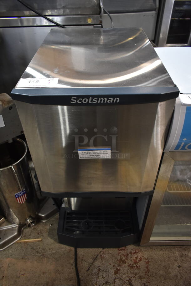 2018 Scotsman HID312A-1A Stainless Steel Commercial Countertop Meridian Ice Machine and Water Dispenser - 12 lb. Bin Storage. 115 Volts, 1 Phase. - Item #1107909
