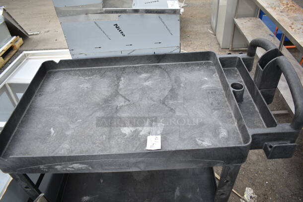 Rubbermaid Black Poly 2 Tier Cart on Commercial Casters.  - Image 4 of 6