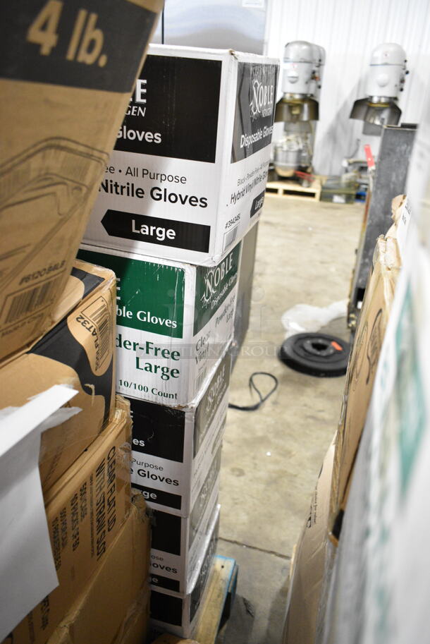 PALLET LOT of 20 BRAND NEW Boxes Including 5 Box Large Noble Gloves, 21485-50 2-1/4"x85' Thermal Paper Rolls, Bakers Mark Dough Box Dolly, 2 Box 500LFLAT32 Choice Clear Plastic Flat Lid with Straw Slot - 32 oz. - 500/Case, 612OB4LB Choice 4 lb. Oblong Foil Take-Out Container - 250/Case, Dart 12BWWCR Concorde 10-12 oz. White Non-Laminated Round Foam Bowl - 1000/Case, 795PTOBK3 Choice 7 3/4" x 5 1/2" x 2 1/2" Black Microwavable Folded Paper #3 Take-Out Container - 200/Case, Tellus 43347. 20 Times Your Bid! - Image 2 of 12