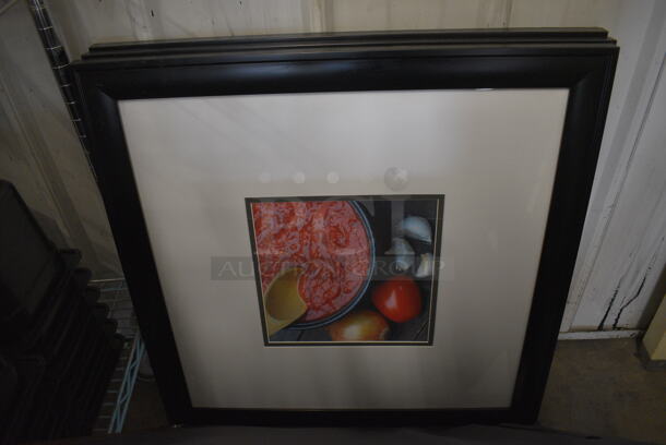 7 Framed Pictures; Tomatoes, Green Pepper, Cheese, Cucumbers, Sauce, Salad and Bread. 26x1x26. 7 Times Your Bid!  - Image 5 of 7