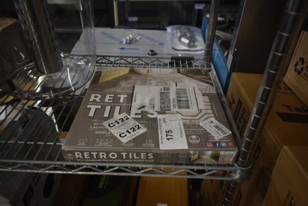 BRAND NEW SCRATCH AND DENT! Box of Retro Tiles Self Adhesive Peel N Stick Vinyl Floor Tiles. 