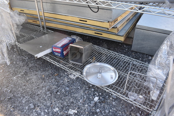 Metro Chrome Finish 5 Tier Wire Shelving Unit w/ Contents Including Poly Drop In Bins. BUYER MUST DISMANTLE. PCI CANNOT DISMANTLE FOR SHIPPING. PLEASE CONSIDER FREIGHT CHARGES. 60x18x74 - Image 5 of 5