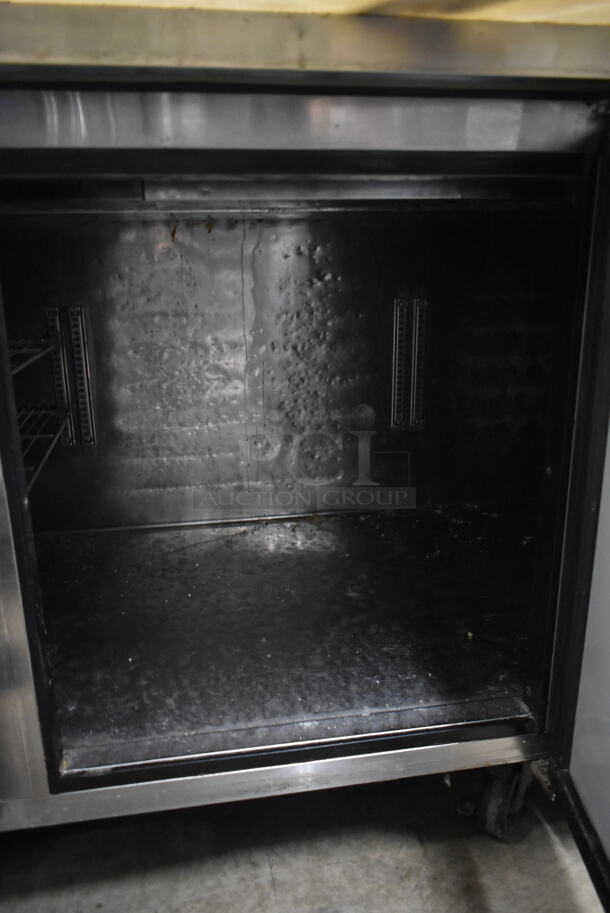 Turbo Air TPR-93SD Stainless Steel Commercial Pizza Prep Table w/ Over Shelf on Commercial Casters. 115 Volts, 1 Phase. Tested and Working! - Image 9 of 11