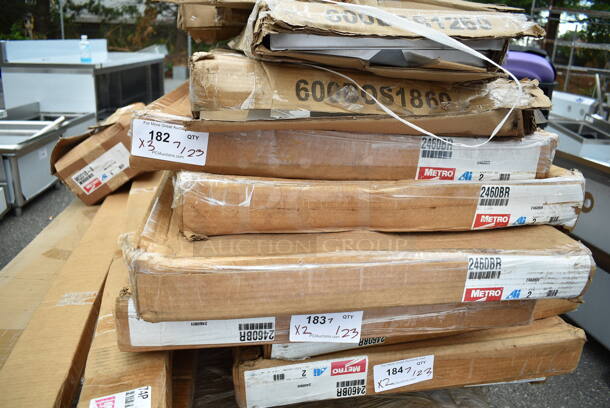 3 Boxes of 2 BRAND NEW SCRATCH AND DENT! Metro 2460BR Super Erecta Brite Wire Shelf - 24" x 60". 3 Times Your Bid! May Be Missing Pieces.  - Image 2 of 4