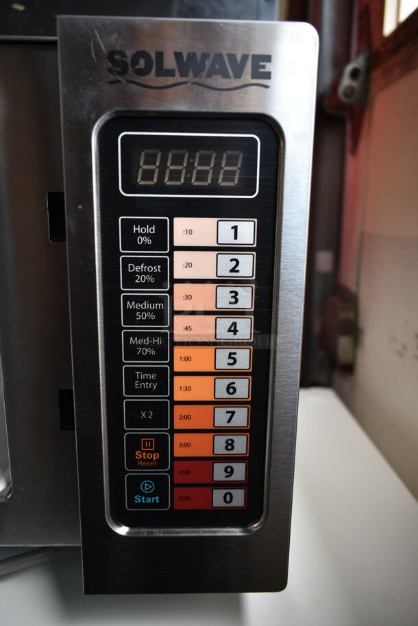 BRAND NEW SCRATCH AND DENT! 2023 Solwave 180MW1000SS Stainless Steel Commercial Countertop Microwave Oven. 120 Volts, 1 Phase.  - Image 4 of 7