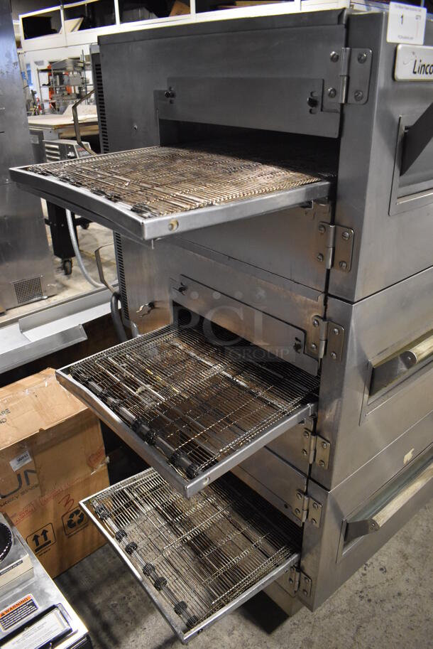 3 Lincoln Impinger Stainless Steel Commercial Electric Powered Conveyor Pizza Oven on Commercial Casters. 120/208 Volts, 3 Phase. 60x37x62. 3 Times Your Bid! - Image 4 of 10