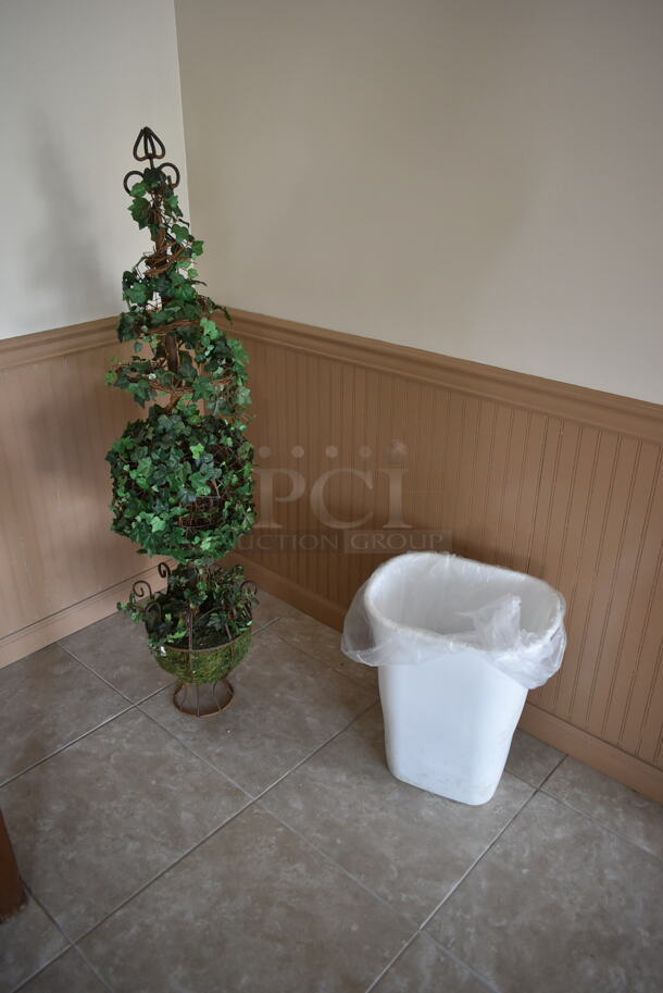ALL ONE MONEY! ROOM LOT of Various Items Including Fake Plants, Table and Mirror. BUYER MUST REMOVE. (front hallway) - Image 4 of 11