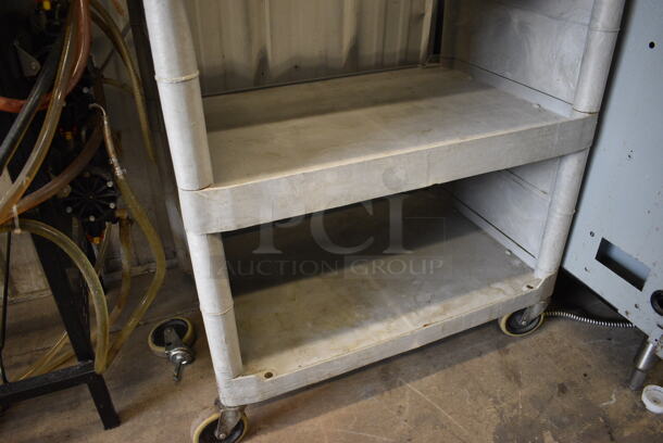 Gray Poly 3 Tier Cart w/ 2 Push Handles on Commercial Casters. 33x18.5x38 - Image 3 of 3