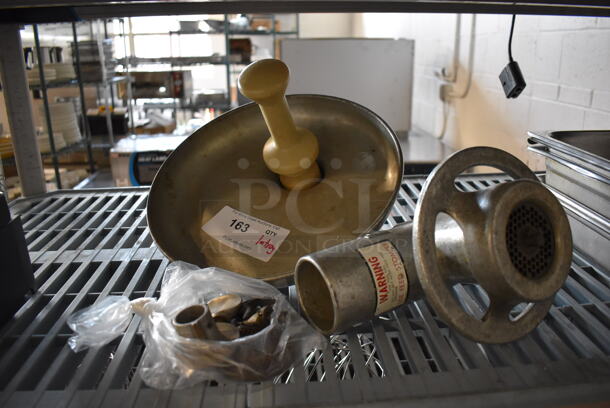 Metal Commercial Grinder w/ Tray and Pusher. Includes 10x10x8 - Image 1 of 4
