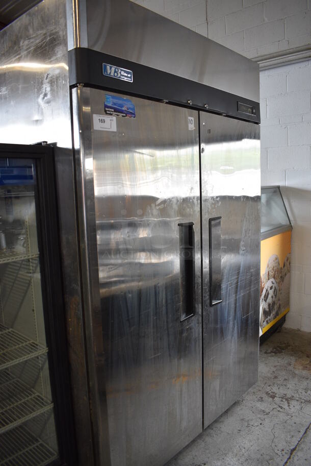Turbo Air Model M3R47-2 Stainless Steel Commercial 2 Door Reach In Cooler w/ Poly Coated Racks on Commercial Casters. 115 Volts, 1 Phase. 52x32x82. Tested and Working! - Image 2 of 7