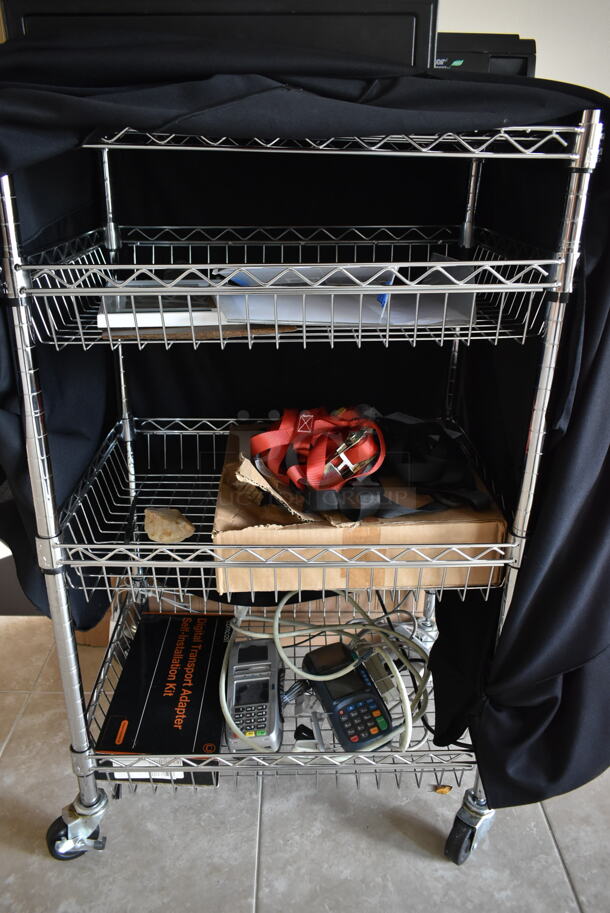 ALL ONE MONEY! Lot of 4 Tier Wire Shelving Unit w/ Square POS Monitor Stand, Receipt Printer and Metal Cash Drawer. (front hallway) - Image 8 of 8