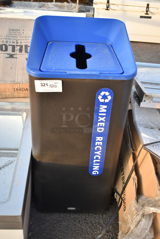 Rubbermaid Sustain 2078980 23 Gallon Black Single Stream Mixed Recycling Indoor Square Recycling Container - Image 2 of 6