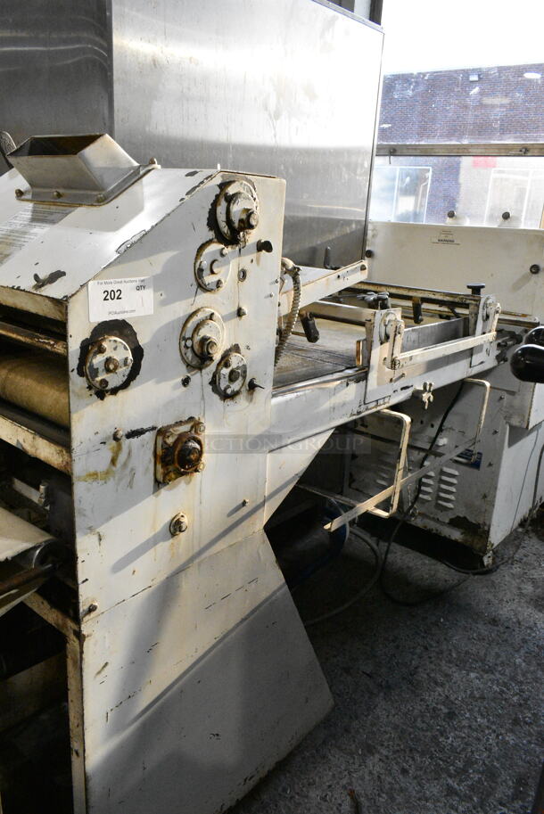 Acme 8-4 Metal Commercial Floor Style Dough Sheeter on Commercial Casters. 115 Volts, 1 Phase.  Tested and Working! - Image 1 of 5