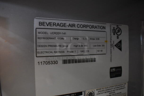 Beverage-Air UCR20Y-141 Commercial Stainless Steel Undercounter Cooler With Polycoated Shelf. 115V, 1 Phase. Tested and Working! - Image 5 of 5