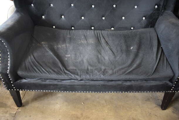 Black Chair w/ Arm Rests and Nail Head Trim. 59x30x50 - Image 3 of 5