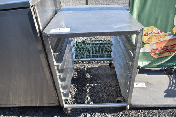 Metal Pan Transport Rack on Commercial Casters. 21.5x27x29