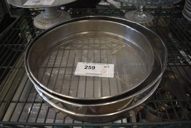 2 Various Metal Round Sifters. Includes 14x14x3. 2 Times Your Bid!
