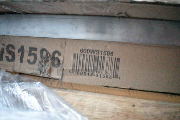 BRAND NEW SCRATCH AND DENT! Regency 600WS1596 18 Gauge Stainless Steel 15" x 96" Solid Wall Shelf. May Be Missing Pieces.  - Image 3 of 3