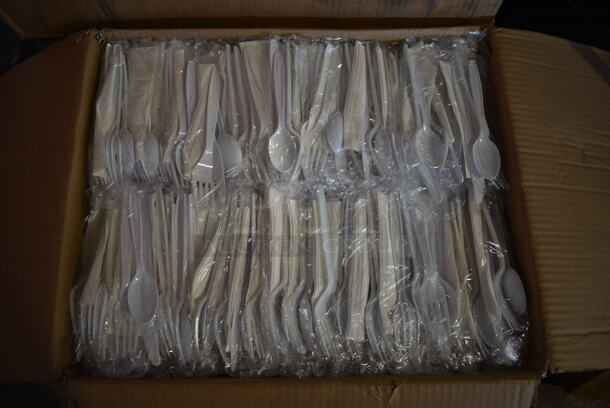 BRAND NEW Box of Visions Individually Wrapped Heavy Weight Plastic Cutlery Packs. - Image 3 of 4