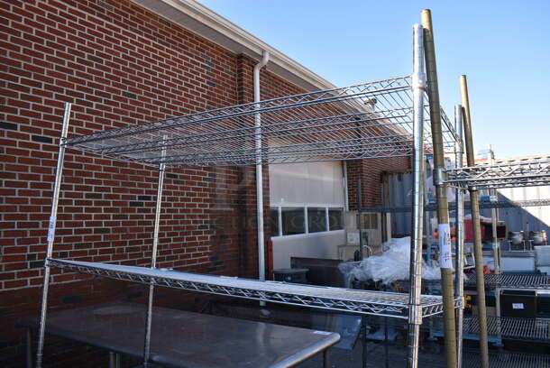 Chrome Finish 4 Tier Wire Shelving Unit on Commercial Casters. 1 Caster Needs To Be Reattached. BUYER MUST DISMANTLE. PCI CANNOT DISMANTLE FOR SHIPPING. PLEASE CONSIDER FREIGHT CHARGES. 60x24x80 - Image 2 of 5