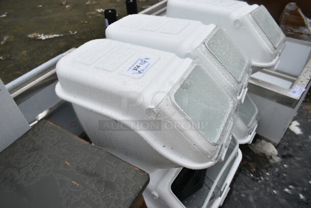 5 BRAND NEW SCRATCH AND DENT! Various White Poly Ingredient Bins. Includes 11x23.5x18, 21.5x24x18. 5 Times Your Bid!  - Image 4 of 11