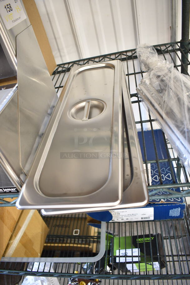 ALL ONE MONEY! Lot of San Jamar Condiment Bar, 4070550 Stainless Steel 1/3 Sizes Lids and Avantco 178SCLB25532 20 15/16" x 1" Divider Bar, Avantco 178PICB25331 13" x 1" Divider Bar.  - Image 3 of 10