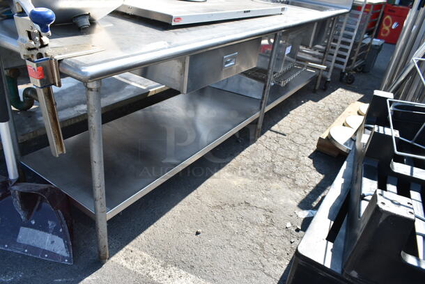 Stainless Steel Table w/ Sink Basin, Faucet, Handles, Drawer, Commercial Can Opener and Under Shelf.  - Image 3 of 7
