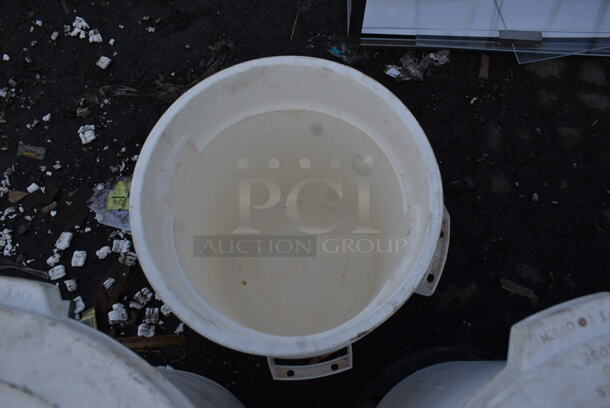 3 White Poly Trash Cans w/ 2 Lids. 3 Times Your Bid! - Image 4 of 4