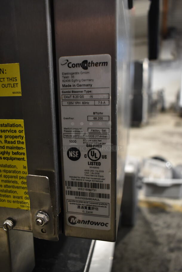 Convotherm C4eT 6.20 GS Stainless Steel Commercial Natural Gas Powered Combination Convection Oven on Stainless Steel Equipment Stand w/ Commercial Casters. 68,200 BTU. - Image 5 of 5