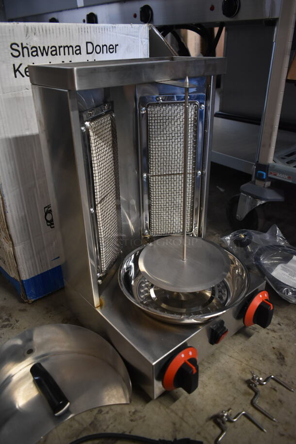 BRAND NEW SCRATCH AND DENT! 2022 GB-25A Stainless Steel Commercial Countertop Propane Gas Powered Gyro Shawarma Machine.  - Image 5 of 11