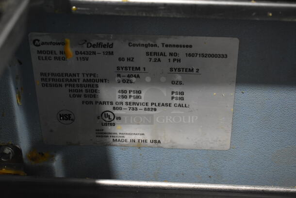 2016 Delfield D4432N-12M Stainless Steel Commercial Prep Table w/ 2 Drawers. 115 Volts, 1 Phase. Tested and Working! - Image 8 of 8