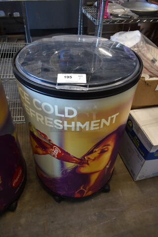 Metal Commercial Portable Drink Ice Cooler Merchandiser on Casters.
