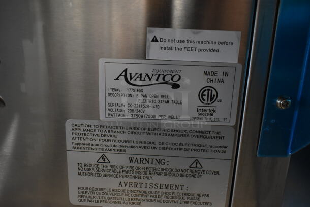 BRAND NEW SCRATCH AND DENT! Avantco 177STE5S Stainless Steel Commercial Electric Powered 5 Bay Steam Table w/ Under Shelf. 208/240 Volts. - Image 3 of 9