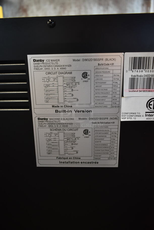 BRAND NEW SCRATCH AND DENT! Danby DIM32D1BSSPR  32lb 15" Stainless Steel Built-In Ice Maker. 115 Volts, 1 Phase. Tested and Working! - Image 6 of 6