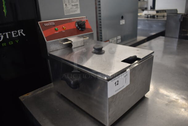 Avantco 177F100 Commercial Stainless Steel Countertop Single Fryer With Frying Basket. 120V.  - Image 2 of 5
