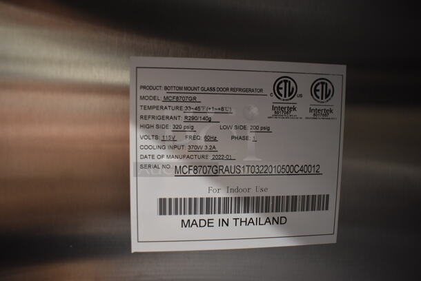 2022 Atosa MCF8707GR Commercial Stainless Steel 2-Door Merchandiser Cooler With Polycoated Shelves. 115V, 1 Phase. Tested and Working! - Image 5 of 5