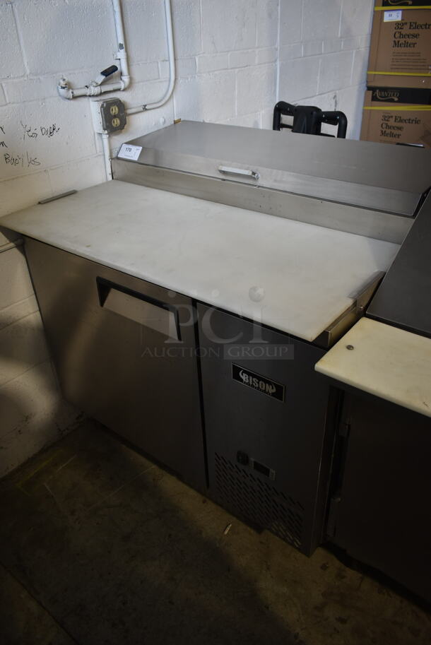 2016 Bison BPT-44 Stainless Steel Commercial Pizza Prep Table on Commercial Casters. 115 Volts, 1 Phase. Tested and Working! - Image 1 of 6