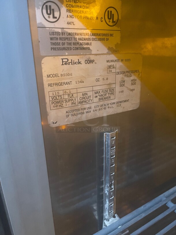 Working! Perlick Three Door Under Bar 84 inch Cooler 115 Volt NSF Tested and Working! - Image 7 of 7