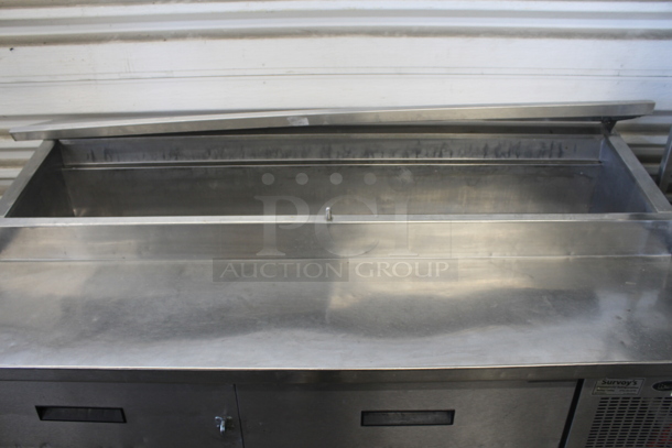 Randell Pizza Prep Table 8264NM w/ Poly Coated Racks on Commercial Casters. 115 Volt, 1 Phase. Tested and Powers On But Does Not Get Cold
 - Image 4 of 8
