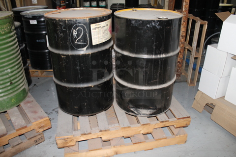 ALL ONE MONEY! PALLET LOT of Various Items Including Extra Pallet and Triethylamine Barrels. BUYER MUST REMOVE.