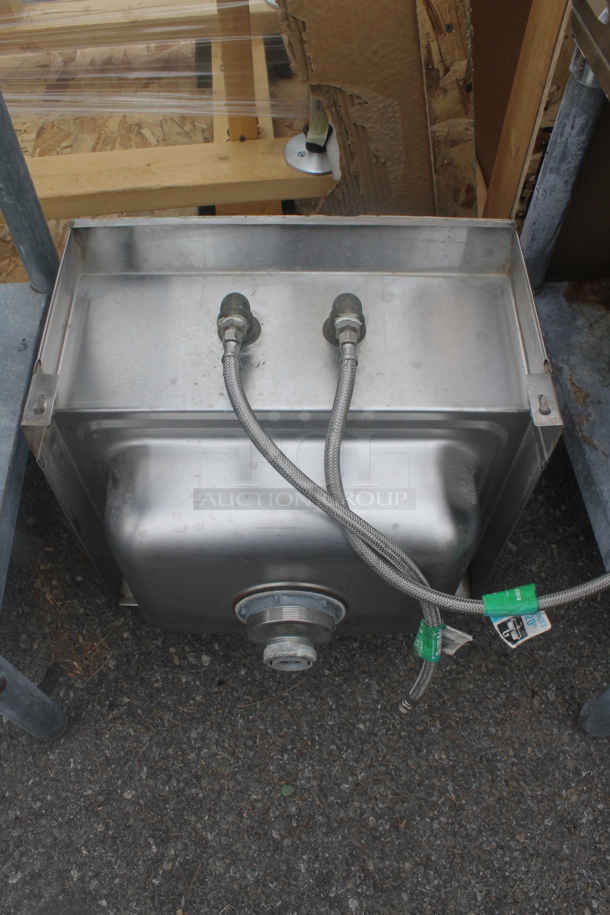 Advance Tabco Stainless Steel Commercial Single Bay Wall Mount Sink w/ Faucet and Handles. - Image 5 of 5