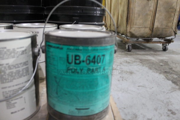 ALL ONE MONEY! PALLET LOT of Buckets; 5 Black Poly and 10 Metal; Rubber Filled Primer, Blue Primer. BUYER MUST REMOVE. - Image 4 of 10