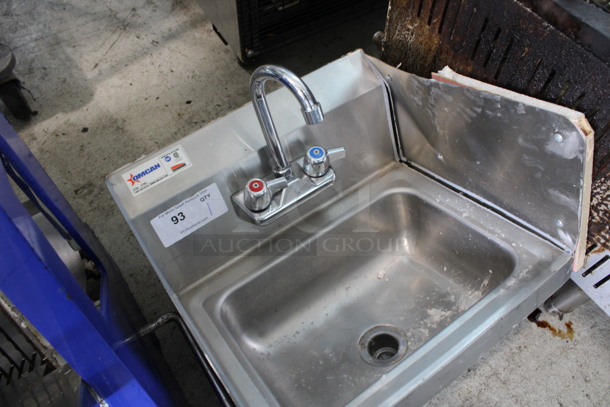 Omcan Stainless Steel Commercial Single Bay Sink w/ Faucet, Handles and Side Splash Guards. 17x16x20 - Image 2 of 5