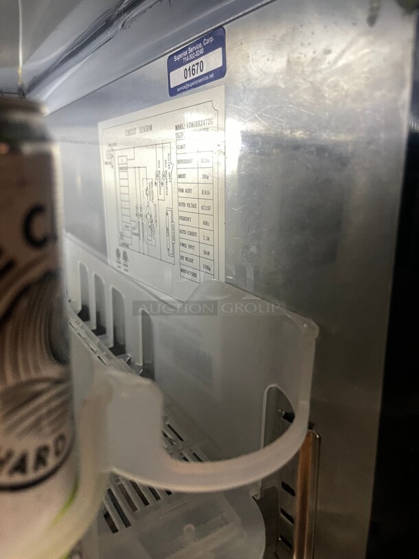 Working! Avantco  73 inch Black Counter Height Narrow Glass Door Commercial Back Bar Refrigerator with LED Lighting 115 Volt NSF Tested and Working! - Image 5 of 8