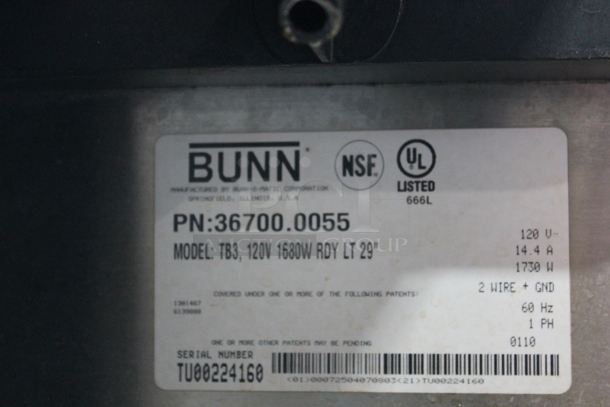 2010 Bunn TB3 Stainless Steel Commercial Countertop Iced Tea Machine w/ Poly Brew Basket. 120 Volts, 1 Phase.  - Image 7 of 7