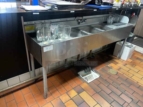 Clean! Krowne CS-1872 72 Inch 3 Compartment Sink w/ 10 inch W x 14 inch L Bowl, 10 inch Deep Commercial NSF Heavy Duty  - Image 1 of 5