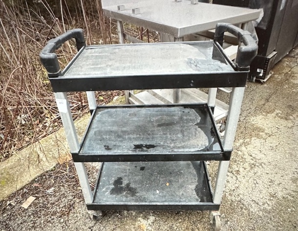 One Sysco 3 Shelf Black Poly Cart On Casters. 
