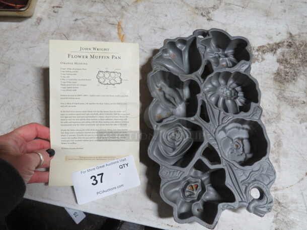 One Flower Cast Iron Pan. - Image 1 of 1