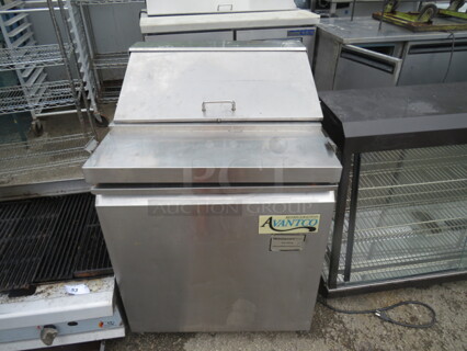 One SS Avantco 1 Door Refrigerated Prep Table On Casters. Model# 178SCL1. 27.5X30X38. Working Not Cold.
