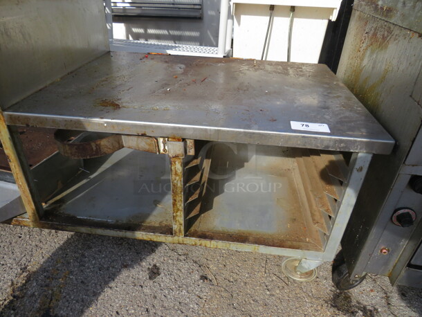 One Stainless Steel Work Table With Under Shelf, On Casters. 94X31X36